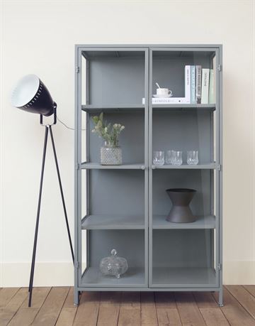 Vitrineskab i grå lakeret Metal/jern 160x90x44cm